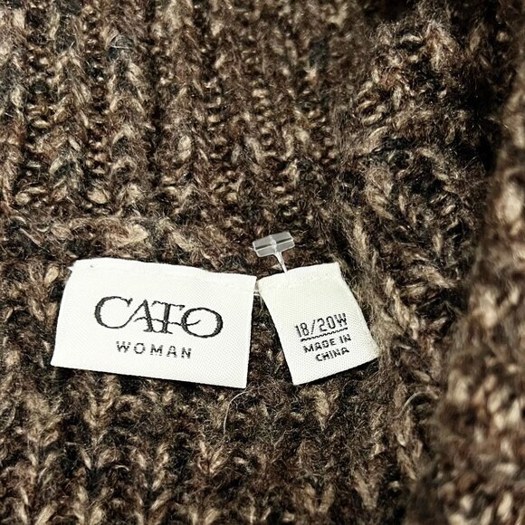 Cato Cardigan Sweater Womens Size 18/20W Brown Heathered Short Sleeve - Picture 4 of 4